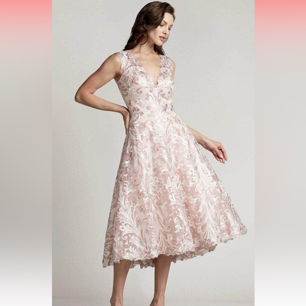 Tadashi Shoji Keaton Appliqué A-Line MIDI Dress